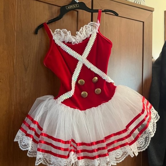 Curtain Call Dance Halloween Red & White Soldier Costume Child Size CME - Picture 2 of 9